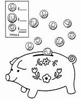Coloring Piggy Bank Pages Color Luna Coin Going sketch template