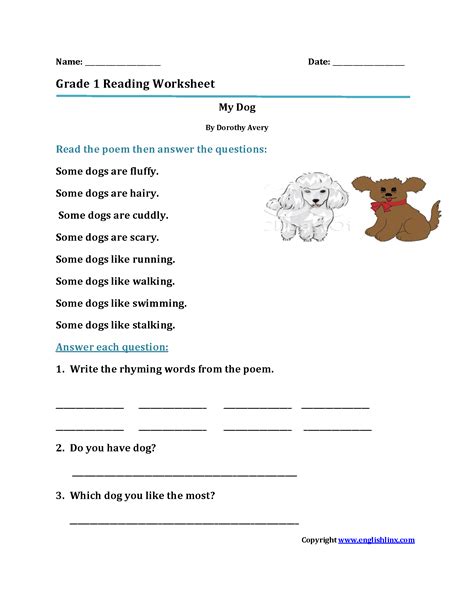 Grade 1 Worksheets English Try This Sheet