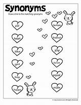 Synonyms Worksheet Synonym Worksheets Antonyms Reading Valentines Grade 2nd 3rd Activities Kids Kindergarten Printable Coloring Jr Valentine Fun English Pages sketch template