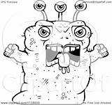 Angry Alien Ugly Cartoon Coloring Clipart Vector Cory Thoman Outlined Royalty sketch template