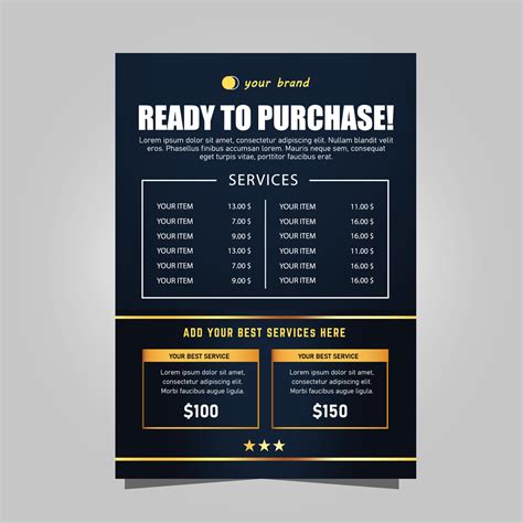 graphic design price list template   printable form