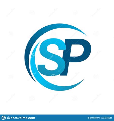 initial letter sp logotype company  blue circle  swoosh design vector logo  business