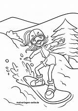 Snowboard Malvorlage Wintersport Ausmalbilder Fahrerin sketch template