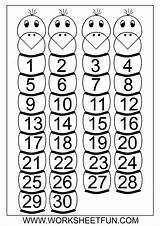 30 Number Chart Printable Coloring Worksheet Worksheets Counting Kindergarten Numbers Recognition Missing Worksheeto Via sketch template