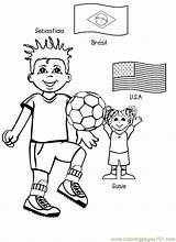 Coloring Around Children Pages Football Playing Multicultural Kids Printable Colouring Brazil Enfant Comments Visiter Clip Library Coloringpages Kaynak Coloringhome sketch template