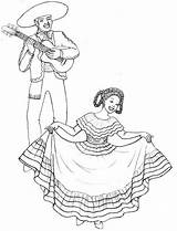 Coloring Pages Folklorico Mexican Fiesta Mayo Ballet Cinco Dance Dancing Mariachi Traditional Drawing Singing Color Kids Latoya Printable sketch template