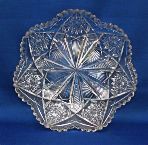 antique libbey glass  cut glass empress pattern dish american