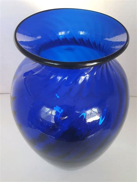 Vintage Blenko Art Glass Large Cobalt Blue Vase No 2013 And Signed