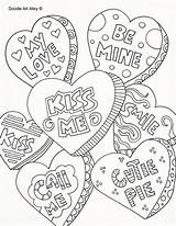 Coloring Pages Valentine Heart Printable Valentines Candy Conversation Hearts Adult Adults Colouring Doodle Sheets Color Alley Books Kids Funny Cards sketch template