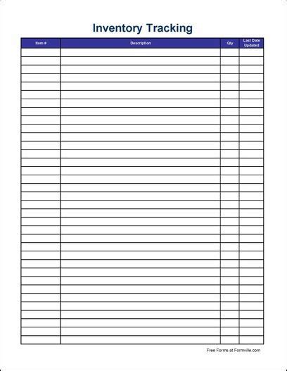 simple inventory tracking sheet tall templates printable
