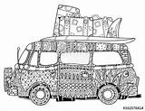 Bus Coloring Pages Vw Hippie Kombi Zentangle Colouring Doodle Retro Mandala Fotolia Travel Vector Mindfulness Mandalas Visit Boho Style Outline sketch template