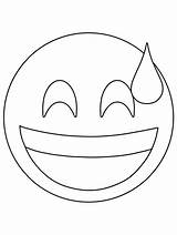 Emoji Sweating Smiley sketch template