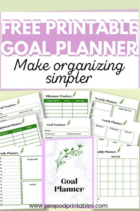 printable goal planner  goal printables goal planner