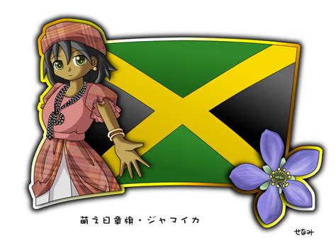 Murakami Senami 1girl Black Hair Bracelet Dark Skin Flag Flower