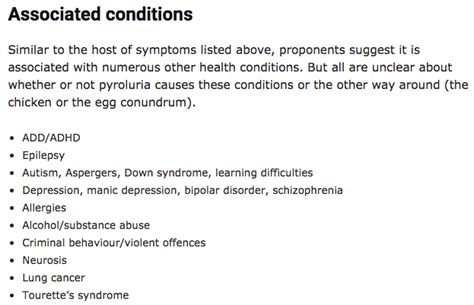 pyroluria a comprehensive list of symptoms and associated