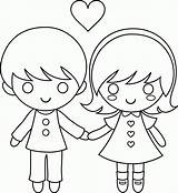 Boy Girl Coloring Clipart Colouring Pages Boys Holding Hands Girls Library sketch template