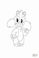 Sylvester Looney Tunes Licking sketch template