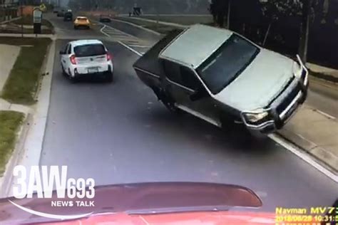 shocking dashcam footage captures the moment airborne ute slams into