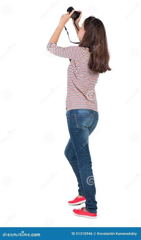 view  woman photographing stock photo image  model portrait
