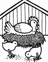 Chicken Coop Hen Coloring Egg Pages Hatching Drawing Netart Getdrawings Drawings sketch template