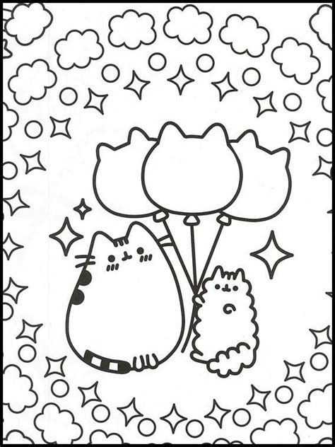 black  white drawing   cats holding balloons  stars