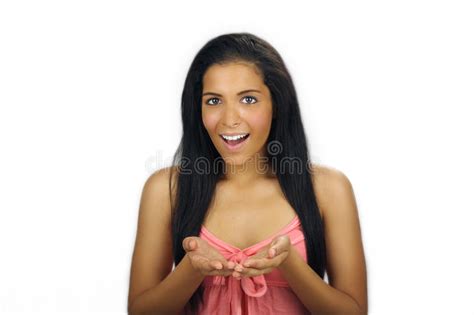 Beautiful Teen Latina With Cupped Hands Stock Image
