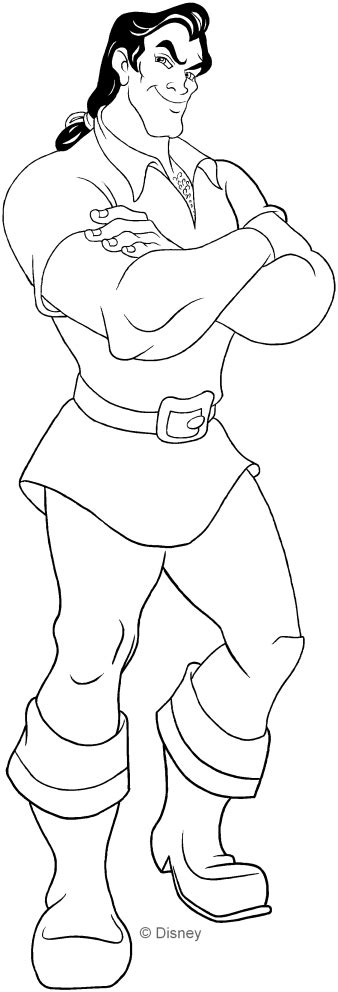 gaston beauty   beast coloring pages
