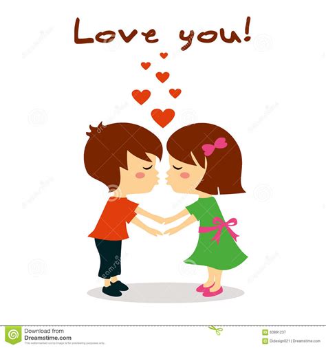 couple in love kissing love you stock illustration