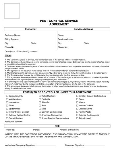 pest control service agreement