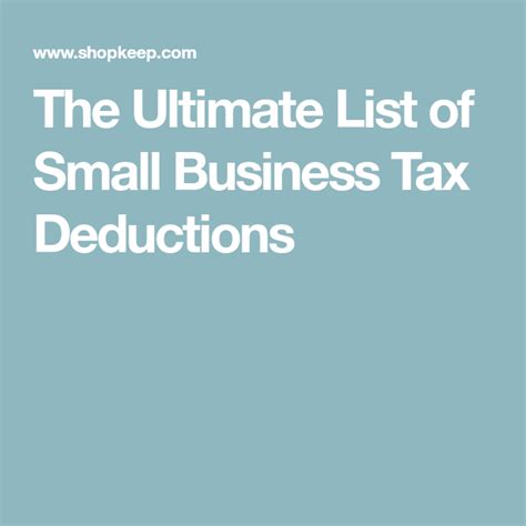 ultimate list  small business tax deductions