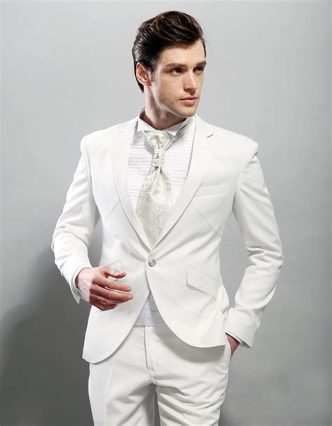 2017 Handsome Italian Style White Groom Tuxedos 2 Piece Best Man Suit