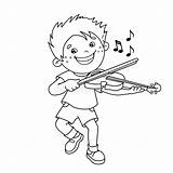 Violin Violino Geige Coloritura Fumetto Gioca Ragazzo Profilo Della Instruments Farbung Junge Karikatur Umriss Spielt sketch template