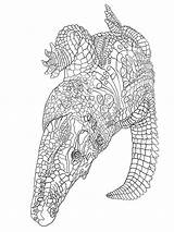 Coloring Pages Crocodile Zentangle Adult Adults Printable sketch template