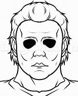 Myers Michael Coloring Halloween Drawing Pages Scary Draw Easy Drawings Mask Step Printable Sketch Horror Kids Cartoon Movies Stuff Painting sketch template