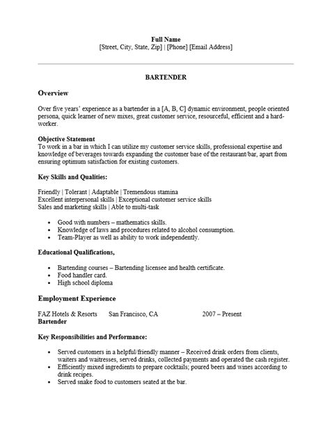 professional bartender resume template resume templates