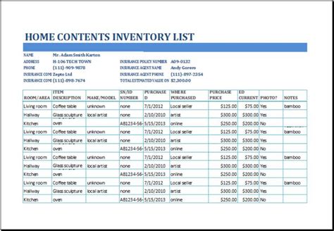 inventory list templates word excel  templates list