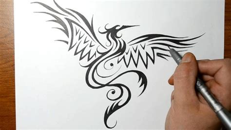 draw  phoenix bird tribal tattoo design style youtube