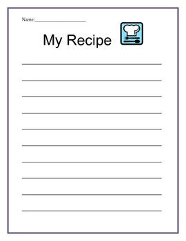 recipe writing template  diane griffin tpt