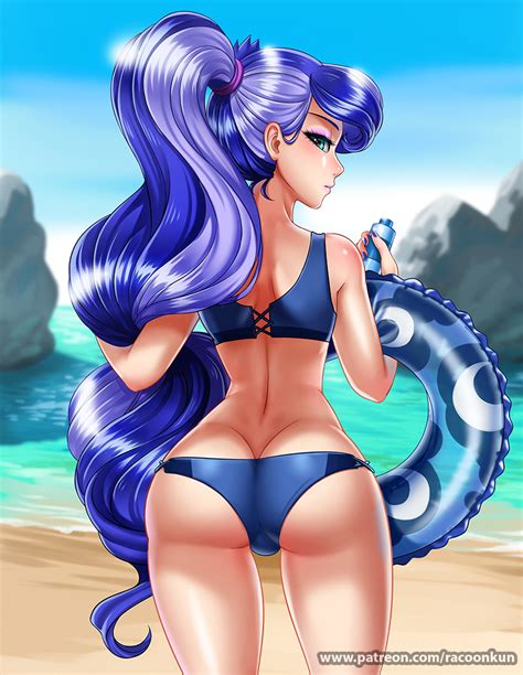 Xbooru 1girl Ass Beach Blue Swimsuit Female Female Only