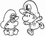 Mario Coloring Luigi Pages Bit Brothers Print sketch template