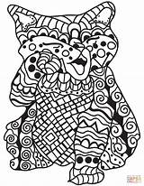 Coloring Zentangle Pages Kitten Printable sketch template