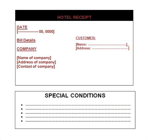sample hotel receipt templates  sample templates