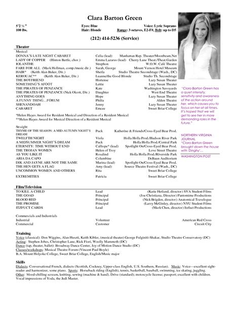 theatre resume  emmamcintyrephotographycom