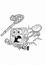 Spongebob Coloring Jellyfish Pages Colored sketch template