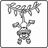 Monkey Hanging Coloring Pages Colouring Kids Etsy Monkeys Sold Wall sketch template