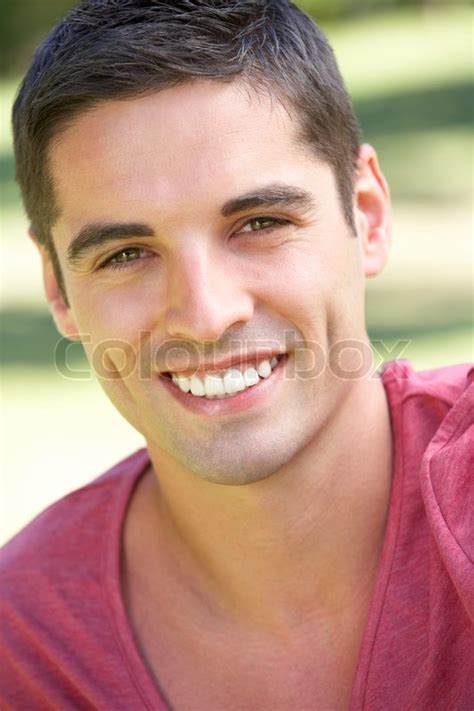 outdoor portrait  smiling young man stock image colourbox
