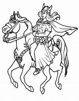 Viking Coloring Pages Horse Woman Warrior Drawing Printable Color Clipart Kids Horseback Colouring Adults Horses Print War Gods Drawings Pdf sketch template