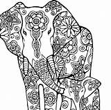 Mandala Olifant Afdrukken Elephants Olifanten Coloringhome Doodle Afrikaanse Ausmalbilder Greenorc sketch template