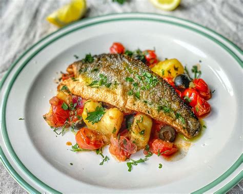 Pan Fried Sea Bass With Mediterranean Crushed Potatoes — Chris Baber In