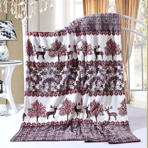Soft And Warmly Coral Fleece Velvet Blanket Bed Sheet Deer